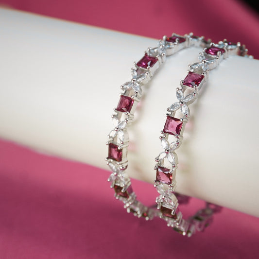 American Diamond Bangle 2 Pair-queenwing