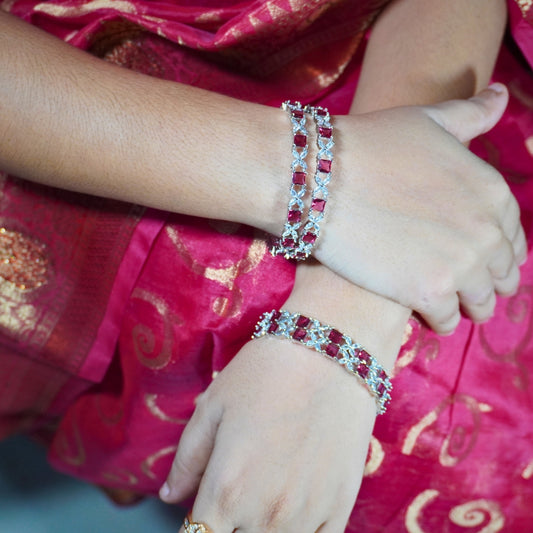 American Diamond Bangle 2 Pair