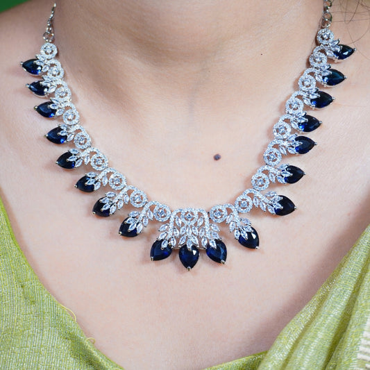 Dreamy Delight Teardrop AD Blue Necklace Set