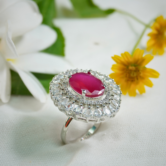 Flower_Shape_Ruby_Red_Adjustable_Ring-Queenwing