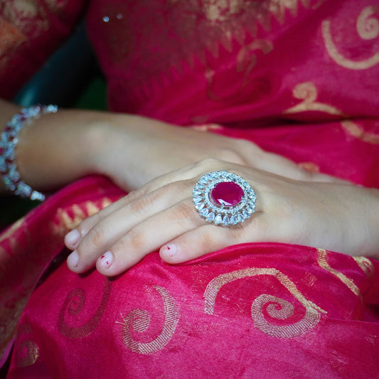Flower_Shape_Ruby_Red_Adjustable_Ring