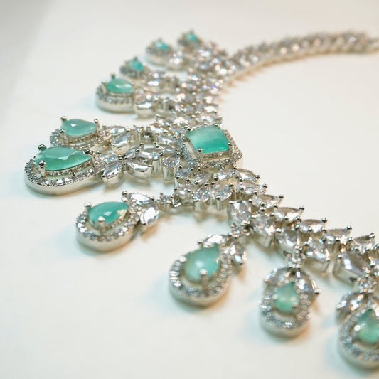 Frozen Grace Icy Green Designer Necklace Set-queenwing