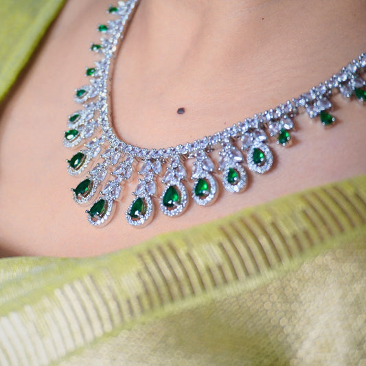 Nayaab American Diamond Choker with Earrings (Necklace and Earrings Set)