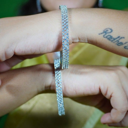Silver Color American Diamond Bangle Pair